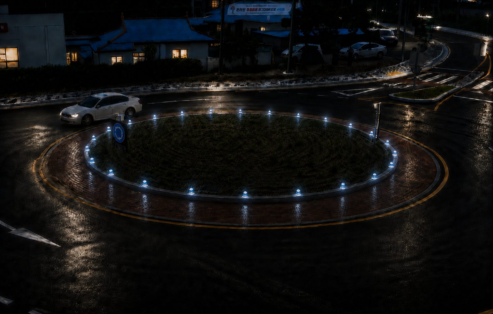 LED 경관조명등 야간 점등 예시